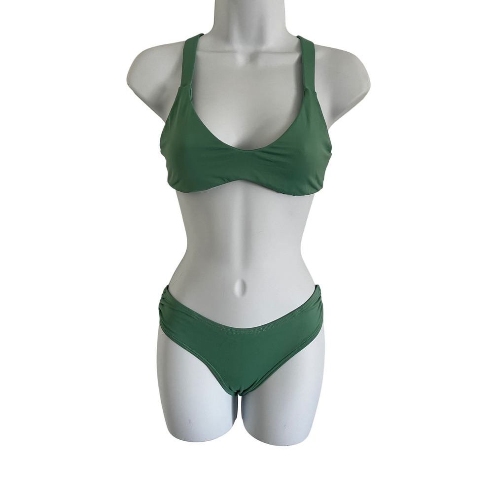 B SWIM Oasis Crisscross Back Bralette Bikini Top and Ruched Bottom Set - Picture 3 of 11
